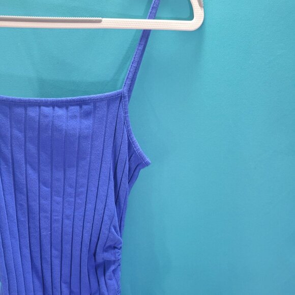 Shein Youth 11-12 Blue Ribbed Knit Dress With Side Ruched Detailing & Spaghetti - Picture 9 of 14